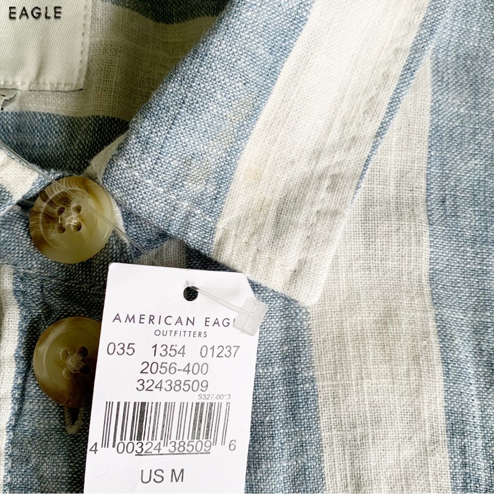 American 🦅 Linen Striped Top (Beach Boho Coastal Festival Hippie Indie Nautical) - Picture 5 of 6
